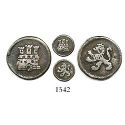Bogota, Colombia, 1/4 real, Charles III, anepigraphic type with pillar-type castle, bust-type lion.