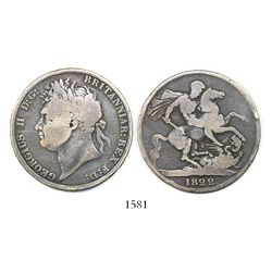 Great Britain, crown, George IV, 1822, TERTIO on edge, with king's ordinal altered to II.