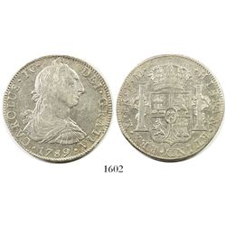 Mexico City, Mexico, bust 8 reales, Charles IV transitional (bust of Charles III, ordinal IV), 1789F