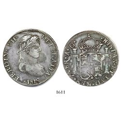 Zacatecas, Mexico, bust 8 reales, Ferdinand VII, 1818AG, narrow date.