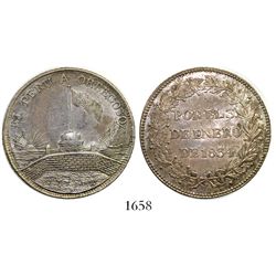 Callao, Peru, silver "6 reales"-sized medal, 1834, General Orbegoso, ex-Derman.