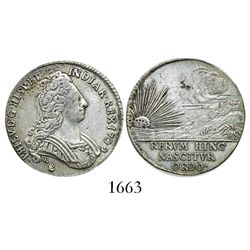Antwerp, Brabant (Spanish Netherlands), small silver proclamation medal (jeton), Philip V, 1702.