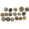 Image 1 : Lot of 17 small, cuprous items from Haiti, consisting of 16 French brass military buttons (some made