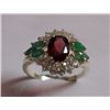 Image 1 : 3.090g Ring of Emerald,Garnet & CZ Sterling Silver