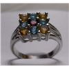 Image 1 : 6.050g Ring of Citrine,Blue Topaz and Garnet in Silver