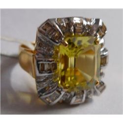 7.851g Ring in 14kt 6.645g Gold,0.81 Ctw Diamond,5.22 Ctw Light Topaz
