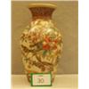 Image 1 : Oriental hand painted vase with enamel decoration to top and base, bears signature 12" high £50 -...