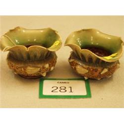 Pair of Doulton Lambeth shell embossed pots, one with damage £30 - 50...