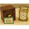 Image 1 : Elkington and Co. brass carriage clock in leather travelling case £80 - 120...