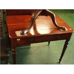 Late Victorian mahogany two drawer writing table on turned and tapering legs, 3x2' £250 - 300...