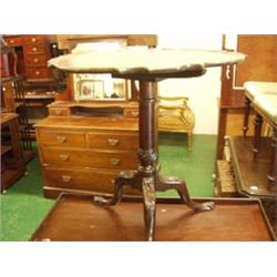 Late Victorian tilt top table in mahogany with pie crust top and shaped legs with ball and claw f...