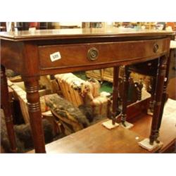 Bow fronted single drawer writing table with ring turned legs £300 - 400...