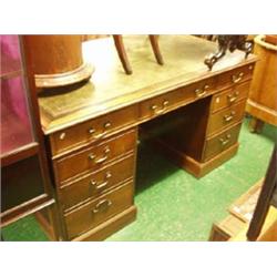 Mahogany 5x3' early 20th century nine drawer partners pedestal desk £300 - 400...