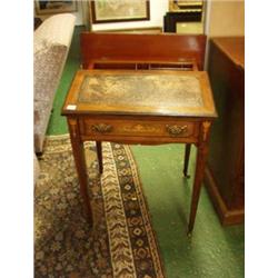 Superb late Victorian rosewood ladies writing table with mechanical lift up slope on tapering leg...