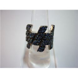 NATURAL 42.75 CTW SAPPHIRE RING .925 STERLING SILVER