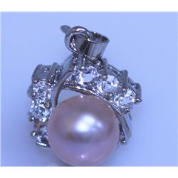 15.55 CTW PURPLE PEARL AND CZ PENDANT