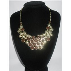 202CTW BROWN STRAWBERRIES BRASS NECKLACE;18INCH