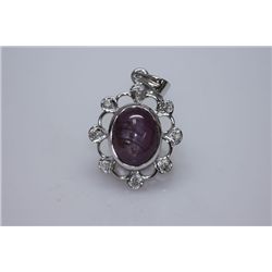 29.75 CTW RUBY STAR WITH DIAMOND PENDANT .925 STERLING