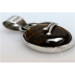 Natural 22.86 ctw Tiger Eye Oval Pendant .925 Sterling