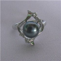 CLASSIC BLUISH PEARL CZ RING; AUTHENTIC PHILIPPINE PEAR