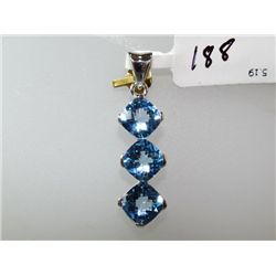 13.50 CTW BLUE TOPAZ PENDANT .925 STERLING SILVER