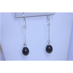 9.00 CTW BLACK PEARL DANGLING EARRING