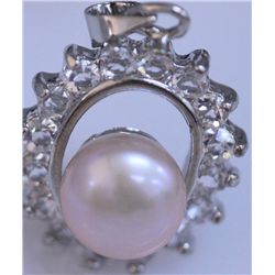 PEACH PEARL AND CZ PENDANT