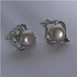 CLASSIC LAVENDER PEARL CZ EARRINGS; AUTHENTIC PHILIPPIN