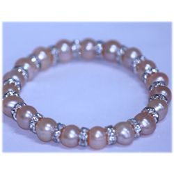 95.30 CTW PEACH PEARL AND CZ BRACELET