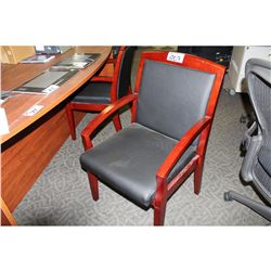 MAHAGONY FRAMED BLACK CLIENT CHAIR