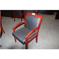 MAHOGANY FRAMED BLACK CLIENT CHAIR