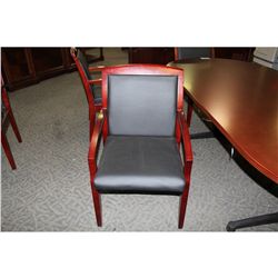 MAHOGANY FRAMED BLACK CLIENT CHAIR