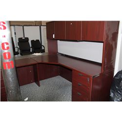 MAHOGANY CORNER DESK C/W HUTCH