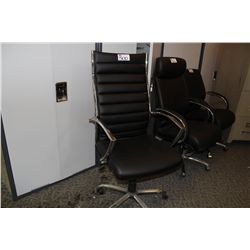 BLACK LEATHER CONTOUR HI BACK EXECUTIVE CHAIR