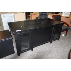EBONY TRADITIONAL DESK C/W MATCHING PEDESTAL