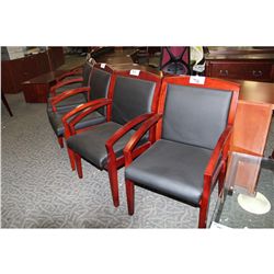 MAHOGANY FRAMED BLACK CLIENT CHAIR