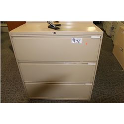 BEIGE 3 DRAWER LATERAL FILE CABINET