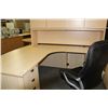 Image 1 : MAPLE BOWFRONT L SHAPED EXECUTIVE DESK C/W HUTCH