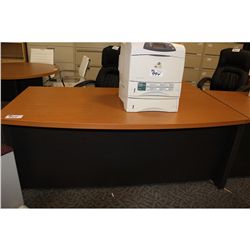 MAPLE/GREY BOWFRONT L SHAPED EXECUTIVE DESK