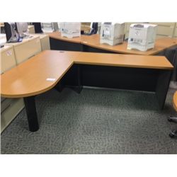 MAPLE/GREY BULLET TOP L SHAPED EXECUTIVE DESK