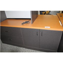 MAPLE/GREY 6' CREDENZA C/W HUTCH