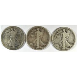 3- 1917-S OBV WALKING LIBERTY HALF DOLLARS  GRADING SET  (AG,GOOD,VG)