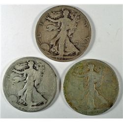 3-1919-S WALKING LIBERTY HALF DOLLARS  GRADING SET  (AG,GOOD, VG)