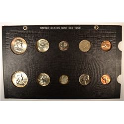 1959 U.S. MINT SET MS-65 COINS, 10 COINS IN OLD RAYMOND BOARD