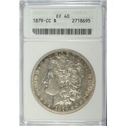 1879-CC MORGAN SILVER DOLLAR, ANACS EF-40,  HAS LUSTER