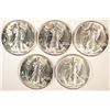 Image 1 : 5-BU 1940-S WALKING LIBERTY HALF DOLLARS MS63+