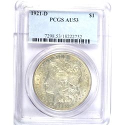 1921-D MORGAN DOLLAR PCGS AU53
