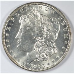 1880  MORGAN SILVER DOLLAR, MS-65 FROSTY WHITE, SUPER LUSTER