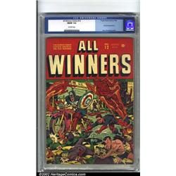 All-Winners Comics #12 (Timely, 1944) CGC FN/VF 7.0 Off-white pages. Classic action cover by Alex...