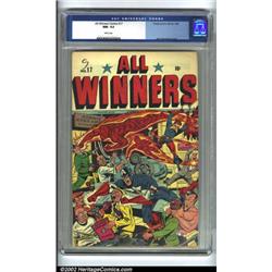 All-Winners Comics #17 (Timely, 1945) CGC NM- 9.2 White pages. Alex Schomburg created another int...